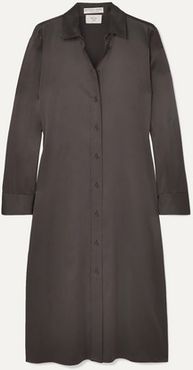 Stretch-silk Satin Shirt Dress - Brown