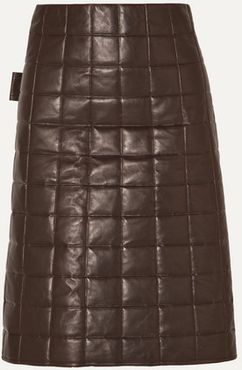 Quilted Leather Skirt - Brown