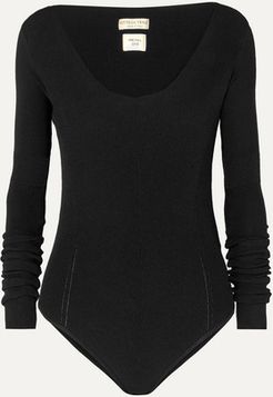 Ribbed-knit Bodysuit - Black