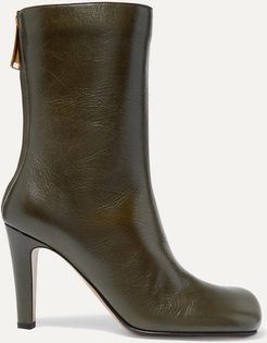 Leather Ankle Boots - Army green
