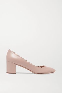 Lauren Scalloped Leather Pumps - Neutral