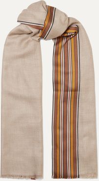 The Suitcase Striped Silk And Cashmere-blend Scarf - Camel