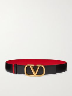Garavani Vlogo Reversible Leather Belt - Black