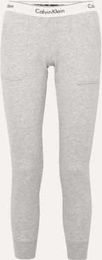 Cotton-blend Jersey Track Pants - Gray