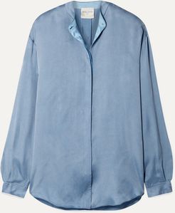 Washed-satin Shirt - Light blue