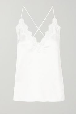 The Everly Lace-trimmed Silk-charmeuse Camisole - White