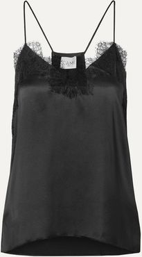 The Racer Lace-trimmed Silk-charmeuse Camisole - Black
