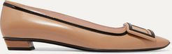 Belle Vivier Graphic Patent-trimmed Leather Flats - Beige