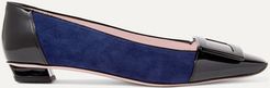 Belle Vivier Patent-leather And Suede Ballet Flats - Navy