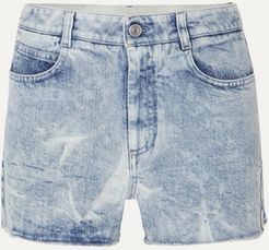 Net Sustain Embroidered Distressed Denim Shorts - Blue
