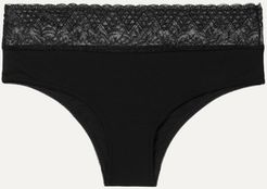 Florence Lace-trimmed Stretch-cotton Maternity Briefs - Black