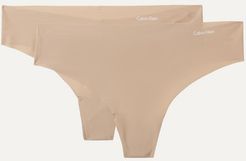 Invisibles Set Of Two Stretch-jersey Thongs - Beige