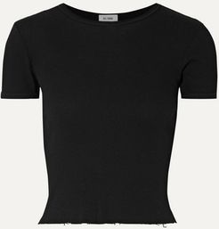 90s Ribbed Cotton-jersey T-shirt - Black