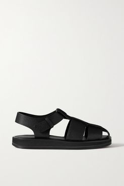 Gaia Woven Leather Sandals - Black