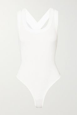 Suki Ribbed Stretch-cotton Jersey Thong Bodysuit - White