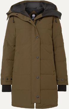 Shelbourne Hooded Quilted Shell Down Parka - Army green