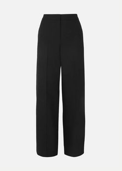 Wool-blend Wide-leg Pants - Black
