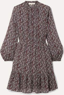 Manuela Printed Gauze Mini Dress - Purple