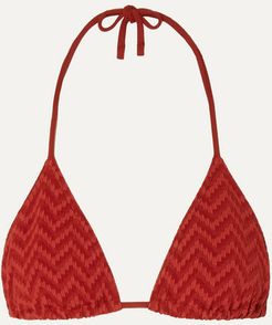 Veston Seersucker Triangle Bikini Top - Red