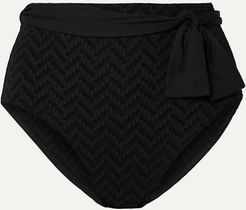 Pochette Belted Seersucker Bikini Briefs - Black