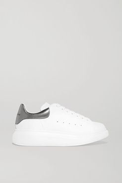 Leather Exaggerated-sole Sneakers - White