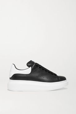 Leather Exaggerated-sole Sneakers - Black