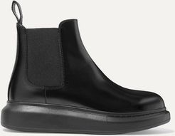 Glossed-leather Exaggerated-sole Chelsea Boots - Black