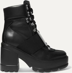 Utility Embellished Leather Ankle Boots - Black