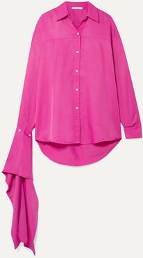 Draped Satin Shirt - Fuchsia