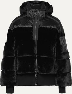 Duna Oversized Quilted Faux Fur And Velvet Down Ski Jacket - Black