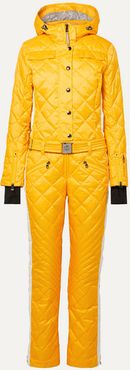 Greta Belted Quilted Padded Ripstop Ski Suit - Saffron