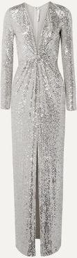 Sequined Tulle Gown - Silver