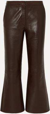 Vercano Cropped Leather Wide-leg Pants - Dark brown