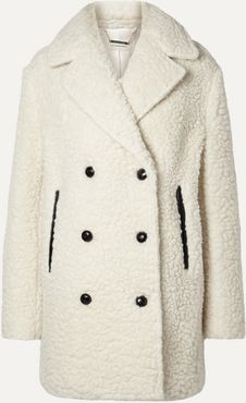 Double-breasted Textured Wool-blend Coat - Cream