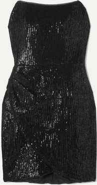 Olivia Strapless Sequined Jersey Mini Dress - Black