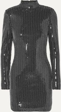 Caterina Open-back Beaded Sequined Jersey Mini Dress - Silver