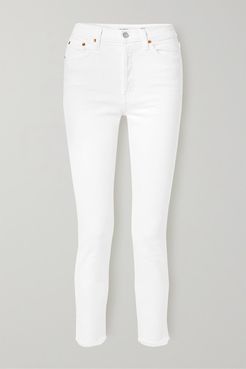 Originals High-rise Ankle Crop Frayed Skinny Jeans - White