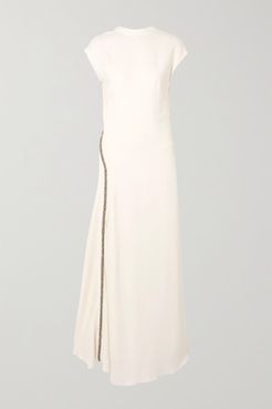 Crystal-embellished Stretch-crepe Gown - White