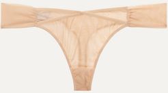 Fran Stretch-tulle Thong - Neutral