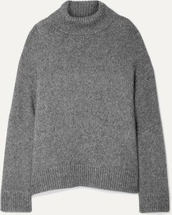 Oversized Alpaca And Pima Cotton-blend Turtleneck Sweater - Gray