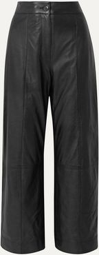 Leather Straight-leg Pants - Black
