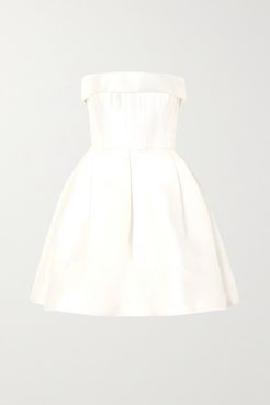 Elyse Strapless Silk-faille Mini Dress - White