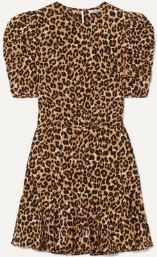 Lila Leopard-print Stretch-silk Crepe De Chine Mini Dress - Brown
