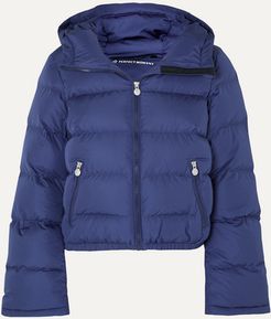 Polar Flare Hooded Quilted Down Ski Jacket - Blue