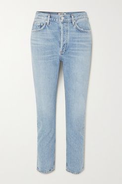 Riley Cropped Organic High-rise Straight-leg Jeans - Light denim