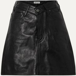 Textured-leather Mini Skirt - Black