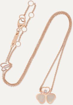 Happy Hearts Wings 18-karat Rose Gold, Mother-of-pearl And Diamond Necklace