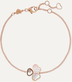 Happy Hearts Wings 18-karat Rose Gold, Mother-of-pearl And Diamond Bracelet