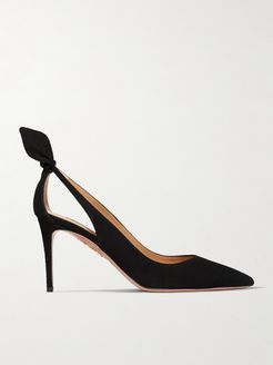 Bow Tie 85 Suede Pumps - Black