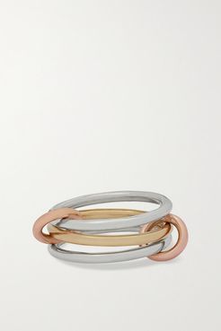 Solarium Set Of Three 18-karat Yellow And Rose Gold And Sterling Silver Rings